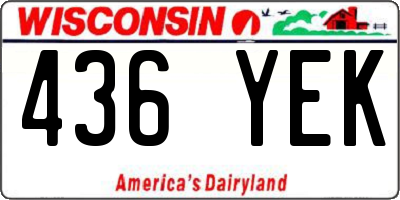 WI license plate 436YEK