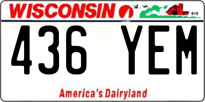 WI license plate 436YEM