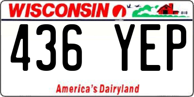 WI license plate 436YEP