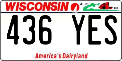 WI license plate 436YES