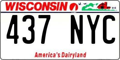 WI license plate 437NYC