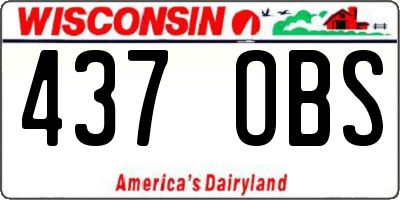 WI license plate 437OBS