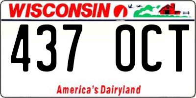 WI license plate 437OCT