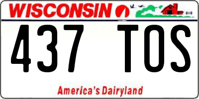 WI license plate 437TOS