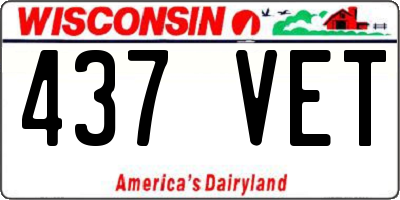 WI license plate 437VET