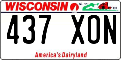 WI license plate 437XON