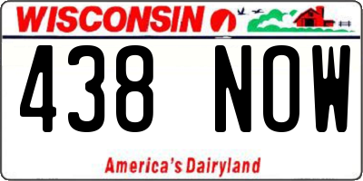 WI license plate 438NOW