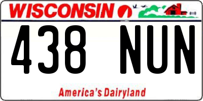 WI license plate 438NUN