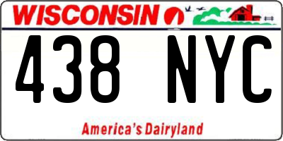WI license plate 438NYC