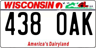 WI license plate 438OAK