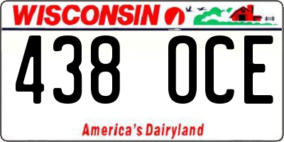 WI license plate 438OCE