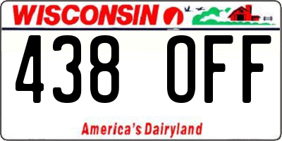 WI license plate 438OFF