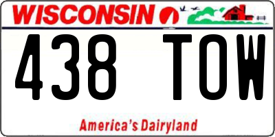 WI license plate 438TOW