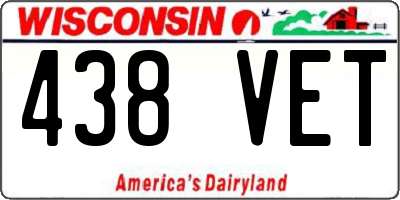 WI license plate 438VET
