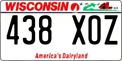 WI license plate 438XOZ