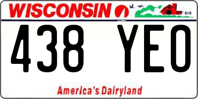 WI license plate 438YEO