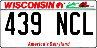 WI license plate 439NCL