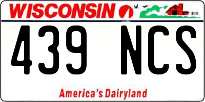 WI license plate 439NCS