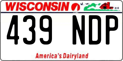 WI license plate 439NDP