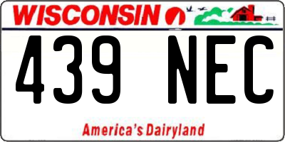 WI license plate 439NEC