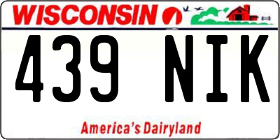WI license plate 439NIK