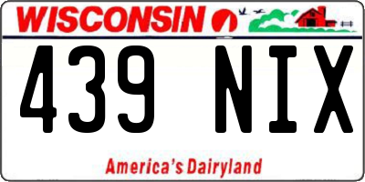WI license plate 439NIX