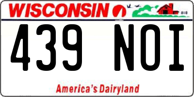 WI license plate 439NOI