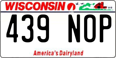 WI license plate 439NOP