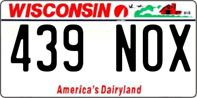 WI license plate 439NOX