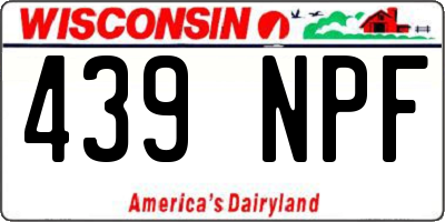 WI license plate 439NPF