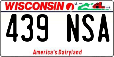 WI license plate 439NSA