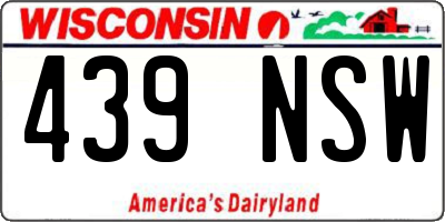 WI license plate 439NSW