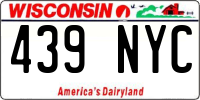 WI license plate 439NYC