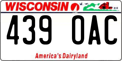 WI license plate 439OAC