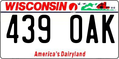 WI license plate 439OAK