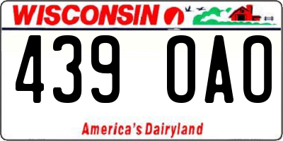 WI license plate 439OAO