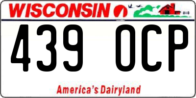 WI license plate 439OCP