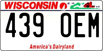 WI license plate 439OEM