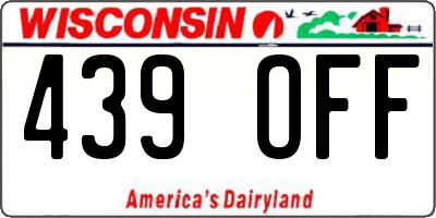 WI license plate 439OFF