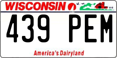 WI license plate 439PEM