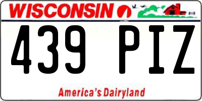 WI license plate 439PIZ