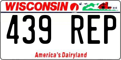 WI license plate 439REP
