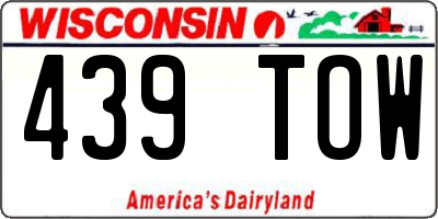 WI license plate 439TOW