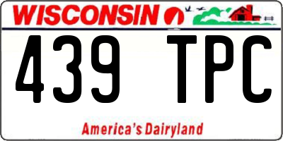 WI license plate 439TPC
