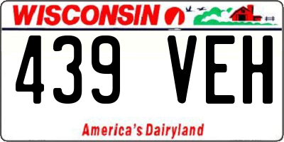 WI license plate 439VEH