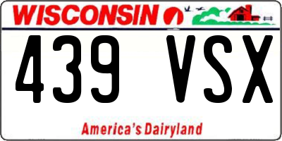 WI license plate 439VSX