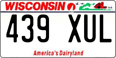 WI license plate 439XUL