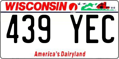 WI license plate 439YEC