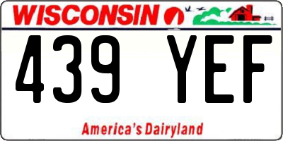 WI license plate 439YEF