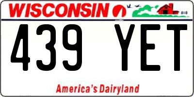 WI license plate 439YET
